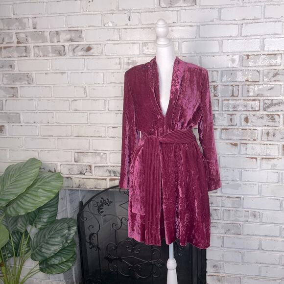 A.L.C. Dresses & Skirts - ALC Kiera Crushed Velvet Silk Belted Pink Berry Hued Mini Dress 10